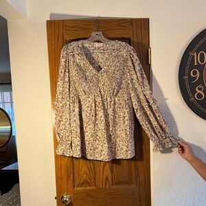 Floral BO-HO style V-Neck Blouse